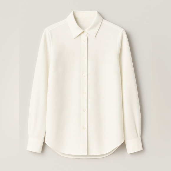 Massimo Dutti Classic White Textured 100% Cotton Button Front Down Shirt Sz 10 - Picture 4 of 12